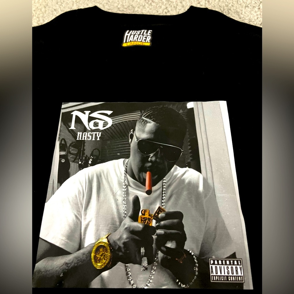 Nas Nasty Cigar Rolex Sunglasses Hip Hop Rap Men’s Black Tee